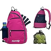 McEtt Pickleball Sling Bag & Mesh Ball Bag – Adjustable Crossbody Backpack for Women Men – Holds Pickleballs, Paddles, Water Bottle, Gear