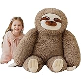 IKASA Giant Sloth Stuffed Animal Plush Toy,Big Large Jumbo Soft Toys,34.5" Cute Fat Fluffy Huge Size Plushy Plushie,Gifts for Kids