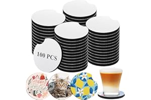 HOOAMI Sublimation Blanks Car Coasters,Car Cup Holder Coaster 2.75 Inch Circular Opening Neoprene Absorbent Coaster for DIY Crafts Coasters Car Accessories Painting Project (5mm-100PCS)