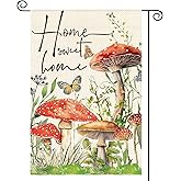 AVOIN colorlife Home Sweet Home Spring Mushrooms Garden Flag 12 x 18 Inch Double Sided, Seasonal Flowers Welcome Yard Outdoor Flag