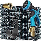 50ft Expandable Garden Hose Water Hose - Kink Free Flexible Expending Hose 50ft with 10 Function Nozzle and 3-Layers Latex, 3