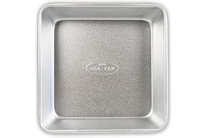 USA Pan Bare Bakeware Traditional Aluminized Steel Uncoated Square Cake Pan, Made Without nonstick Coating, 8 x 8-Inch