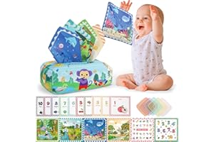 QDRAGON Baby Tissue Box Toy Montessori, 22PCS Tissue Box Toy for Babies 6-12 Months, Baby Crinkle Toys with Soft Crinkle Papers and Silk Scarves, Sensory Pull Toys Gifts for Infants, Newborns