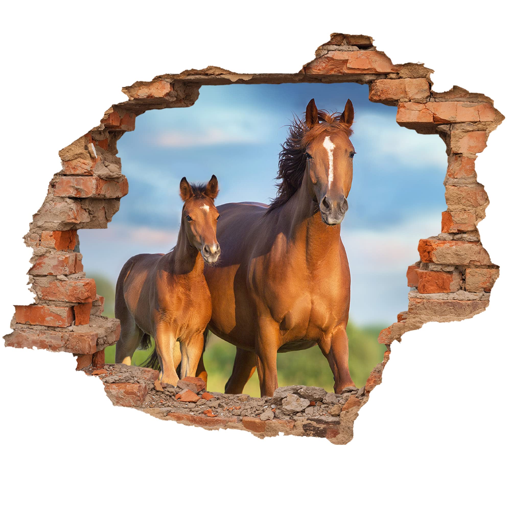 Wall Sticker 90 x 74 cm with View of Horse and Foal