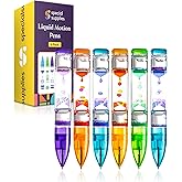 Special Supplies Liquid Motion Bubbler Pens, 6-Pack Colorful Hourglass Timer with Droplet Movement, Bedroom, Sensory Play, Cool Home or School (Pack of 6 Pens)