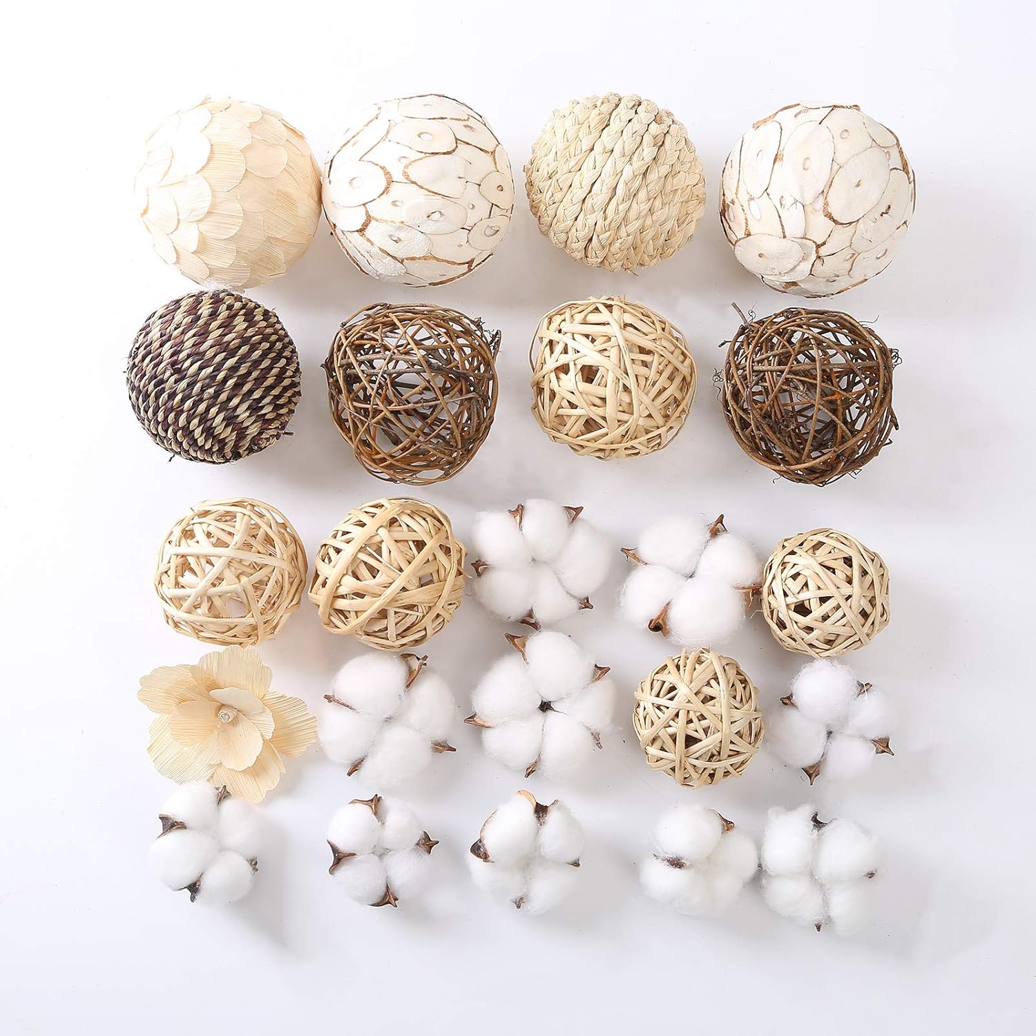 Ciroases Decorative Balls Assorted Spherical Rattan Twigs Wicker Balls Cotton for Bowl and Vase Filler Balls Spheres Orbs Filler Centerpiece Home Decor …: Home & Kitchen