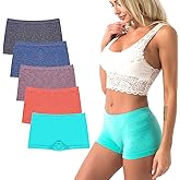 DEEP TOUCH Women Boyshort Underwear Seamless Boxer Panties Breathable Stretch Boxer Briefs for Ladies 5 Pack