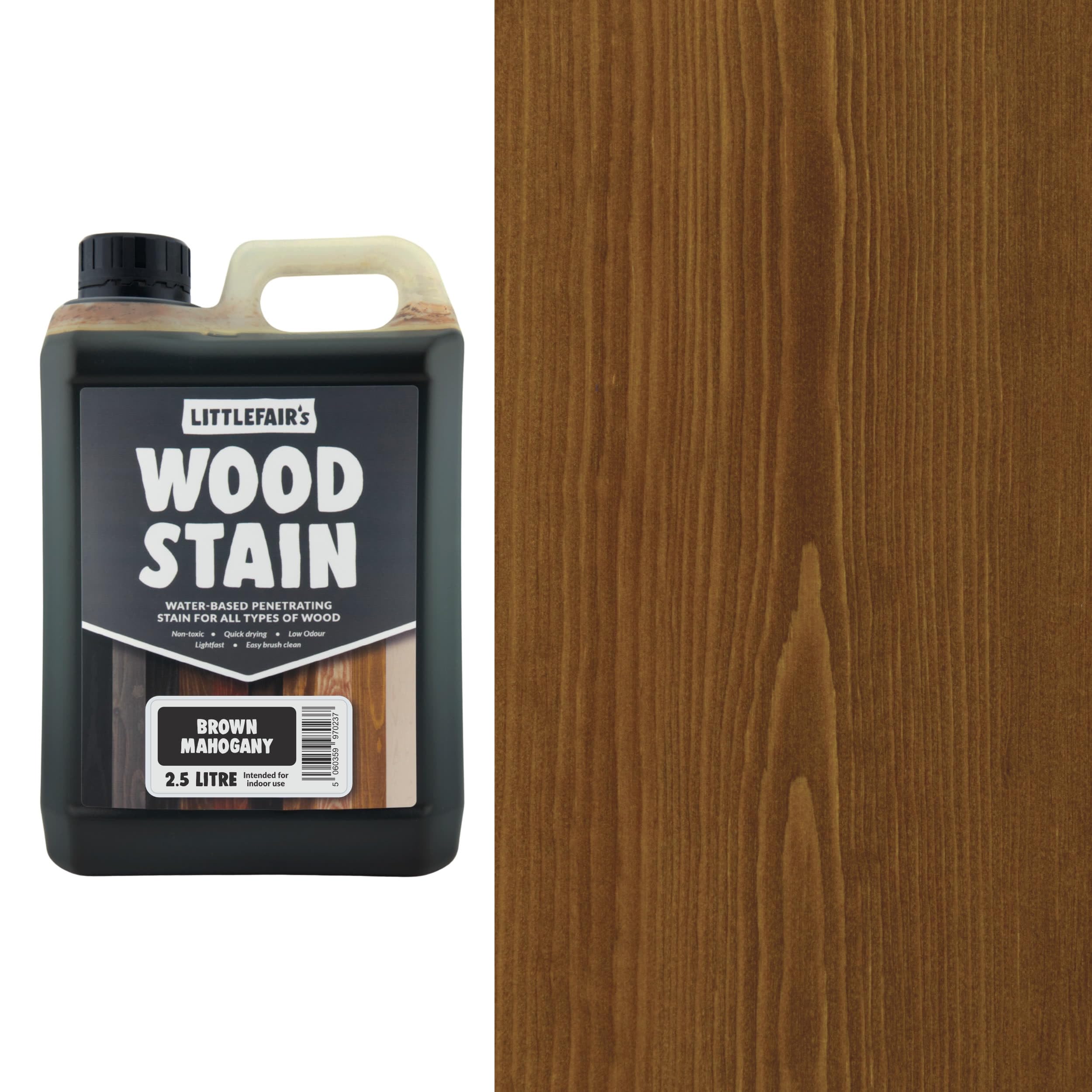 Littlefair's Wood Stain Water-Based - (Brown Mahogany) โ Non-Toxic, Eco-Friendly & Quick Drying - Easy-to-Apply, Concentrated Formula for All Wood Types โ 2.5 LTR โ image 1