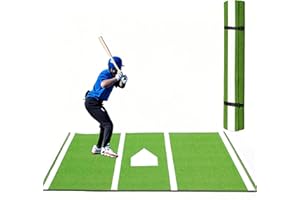 Qryovsa Thickened Baseball Hitting Mat 10ft x 5ft Home Plate Batters Box Turf Mat,0.4in Thick Waterproof Indoor/Outdoor Batti