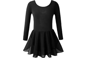 DANSHOW Girls Team Basic Long Sleeve Leotard with Skirt Kid Dance Ballet Tutu Dress