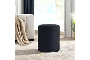Get Set Style Modern Round Ottoman with Soft Padded Seat,Multifunctional Vanity Stool for Makeup, Upholstered Footrest Stool 
