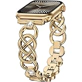 Moolia Elegant Celtic Knot Strap Compatible with Apple Watch Band 42/41/40/38/46/45/44/49mm Sparkling Braided Metal Women Replacement Bracelet for iWatch Ultra Series 10/9/8/7/6/5/4/3/2/1