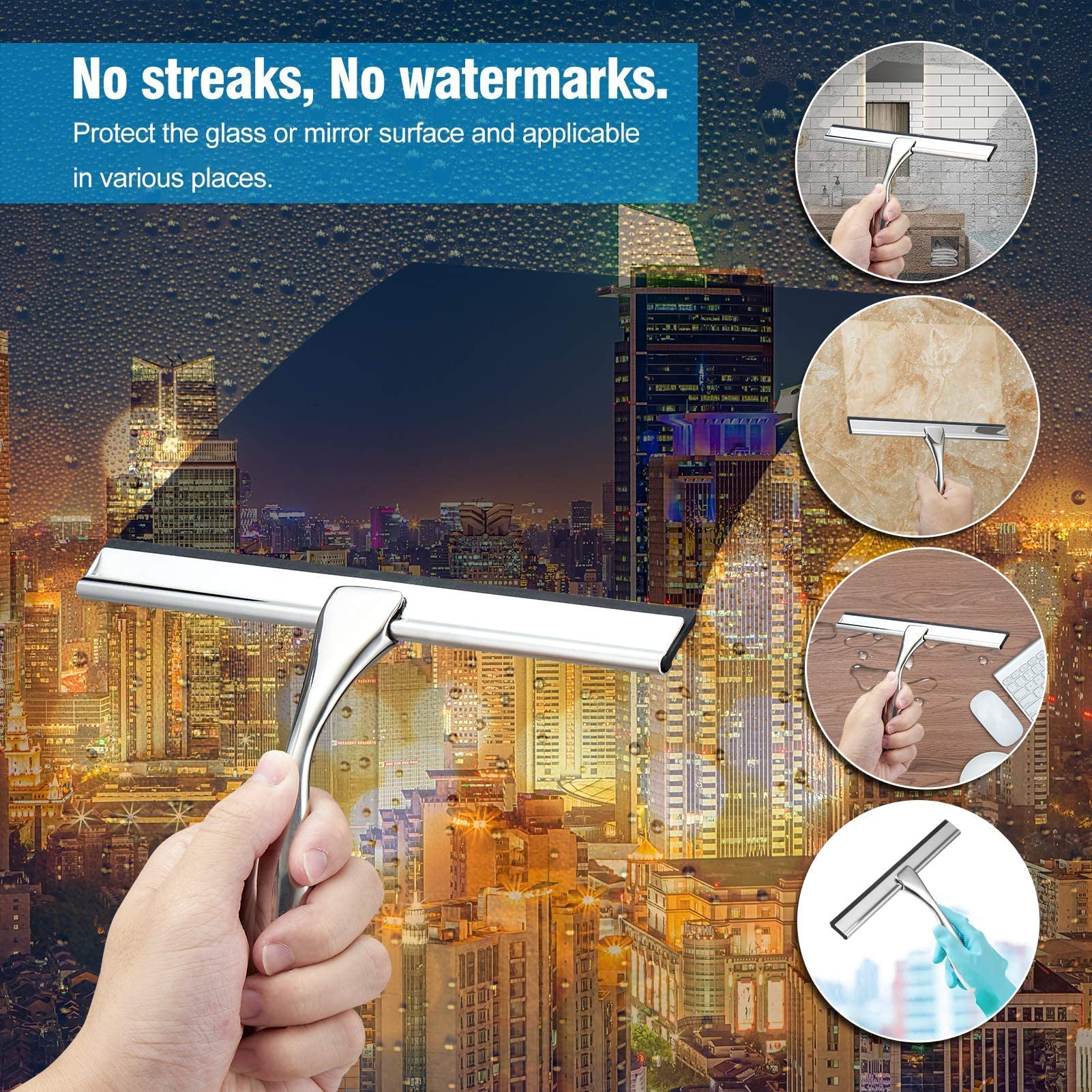 10” Shower Squeegee — Squeegee for Shower Glass Door，Premium Shower