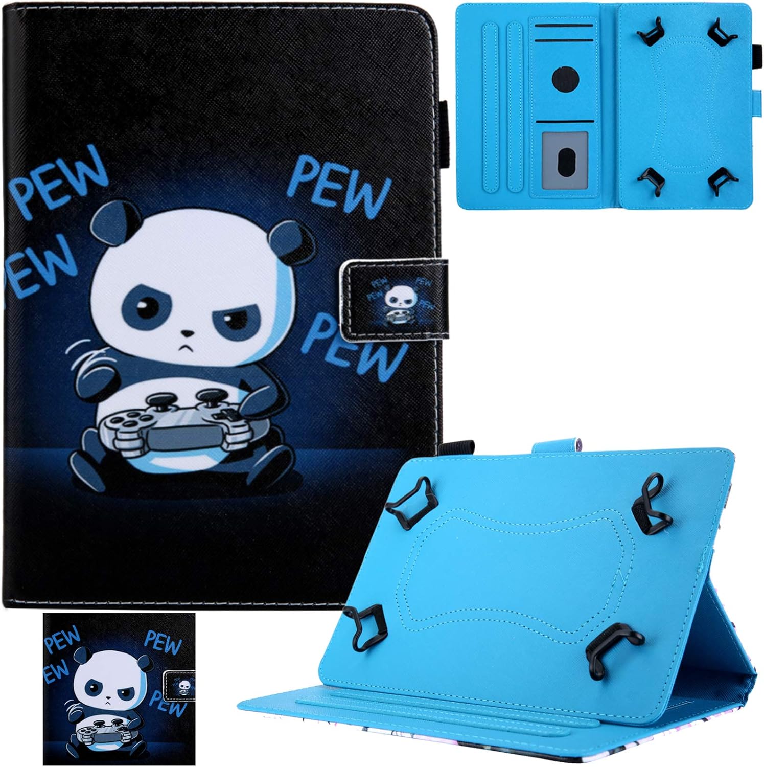 Artyond Universal Case for 9.0-10.1 Inch Tablet, Premium PU Leather Card Slots Multi-Angle Stand Case for Apple iPad/Samsung/Kindle/Huawei/Lenovo/Android 9.7 9.6 10.1 inch Tablet (Little Bear)