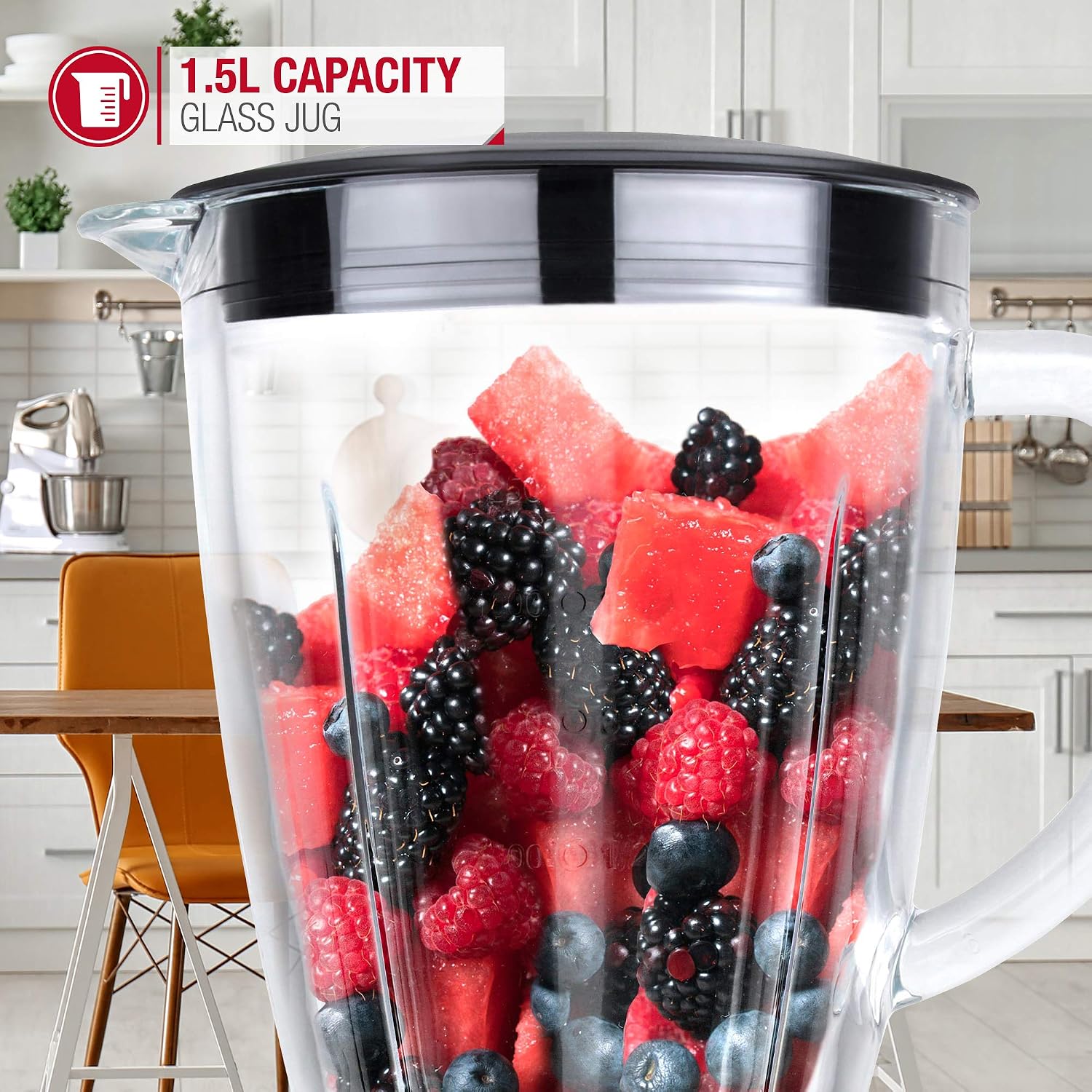 NETTA Table Blender & Smoothie Maker, 500W Electric Jug Mixer with 1.5L Glass Jug, 8 Speed Settings & Pulse Function - Image 5