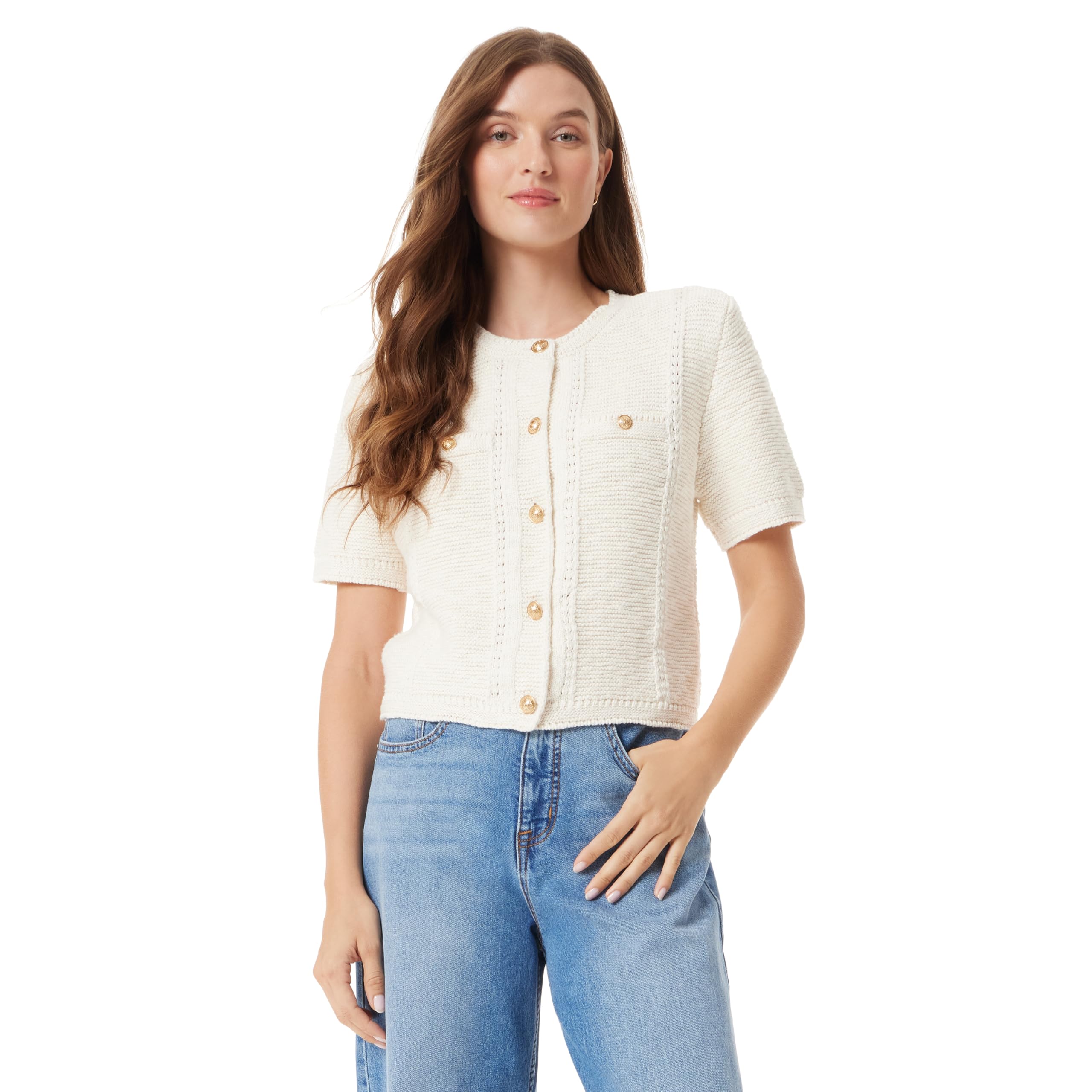 Sam Edelman Women Colleen Short Sleeve Cardigan Standard