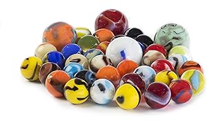 Ader Products My Toy House Glass Marbles Bulk, Set of 40, (36 Players and 4 Shooters) Assorted Colors, with Game Marbles Rules