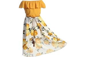 BluNight Collection Little Girls 2 Ways Ruffle Hi Lo Maxi Skirt Romper Belt Jumpsuit Romper USA 4-14