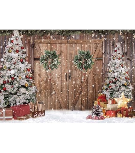 Allenjoy Fotohintergrund 10x8 Ft – Weihnachts-Wonderland Mit Tannen & Schnee Aus Polyesterstoff