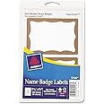 Avery 5146 Name Badge Labels, 2-11/32-Inch x3-3/8-Inch, 100/PK, Gold Border