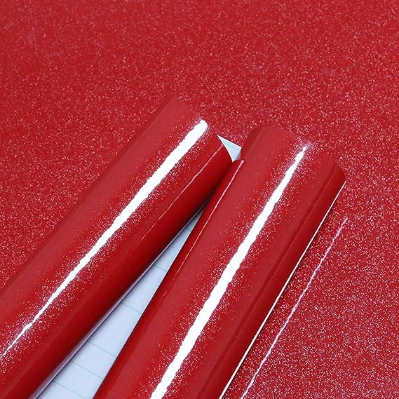 AUTOWRAP® Glossy Red Sparkle Peel and Stick Countertop Contact Paper