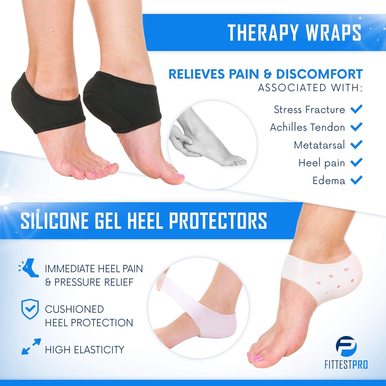 Plantar Fasciitis Foot Pain Relief 14-Piece Kit – Premium Planter Fasciitis Support, Gel Heel Spur & Therapy Wraps, Compression Socks, Foot Sleeves, Arch Supports, Heel Cushion Inserts & Heel Grips: Health & Personal Care