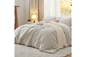Bedsure King Size Comforter Set, Beige Soft Prewashed Bedding for All Seasons, 3 Pieces GentleSoft™ Warm Down Alternative Bed Set, 1 Lightweight Comforter (104"x90") and 2 Pillowcases (20"x36")