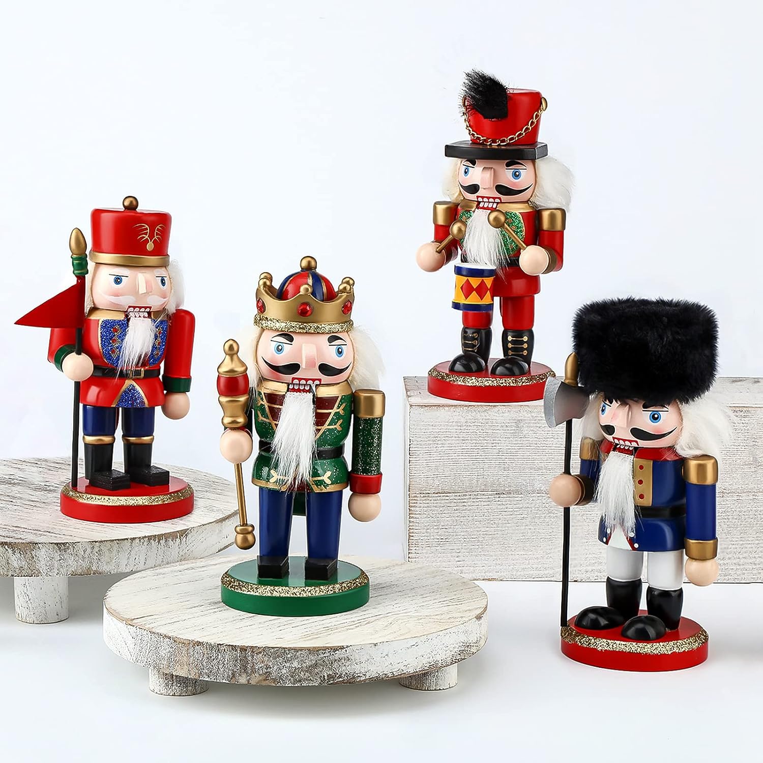 Nutcrackers - Christmas Decorative Nutcracker, 6.3 Inches Handmade Wooden Guard in Red Traditional Uniform, Figures Soldier Puppet Toy Holiday Present, Festive Collectible Nutcracker Tabletop Christmas Decorations