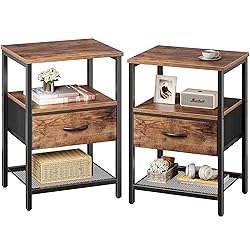 Huuger Nightstand Set of 2, Night Stand with Fabric