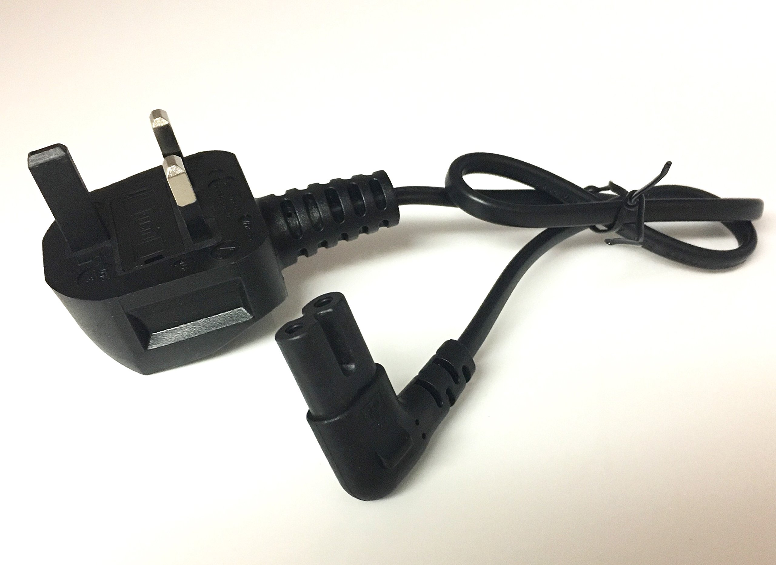 PRO ELEC PEL01235 13A UK Plug to Right Angled Figure 8 (C7) Mains Lead, 0.5m Black