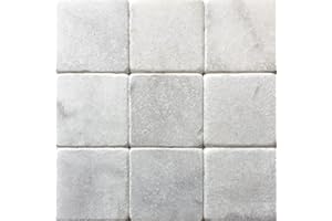 SQUAREFEET DEPOT Carrara White 4x4 Tumbled Marble Tile Wall Floor
