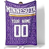 ANTKING Minnesota Throw Blanket for Men Women Boy Custom Name and Number Gifts