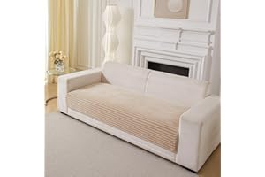 Cshionary Washable Couch Cover for Dogs,Fuzzy Pet Couch Covers, Non-Slip Pet Sofa Protector for 3-Cushion Couches (Light Brow