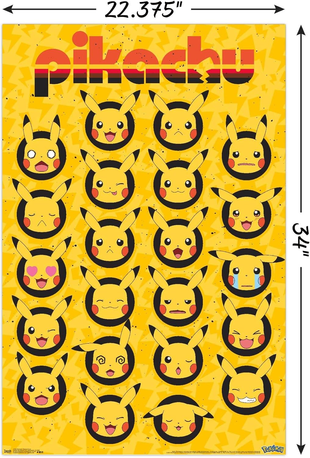 Amazon Com Trends International Pokemon Pikachu Faces Wall Poster 22 375 X 34 Unframed Version Posters Prints