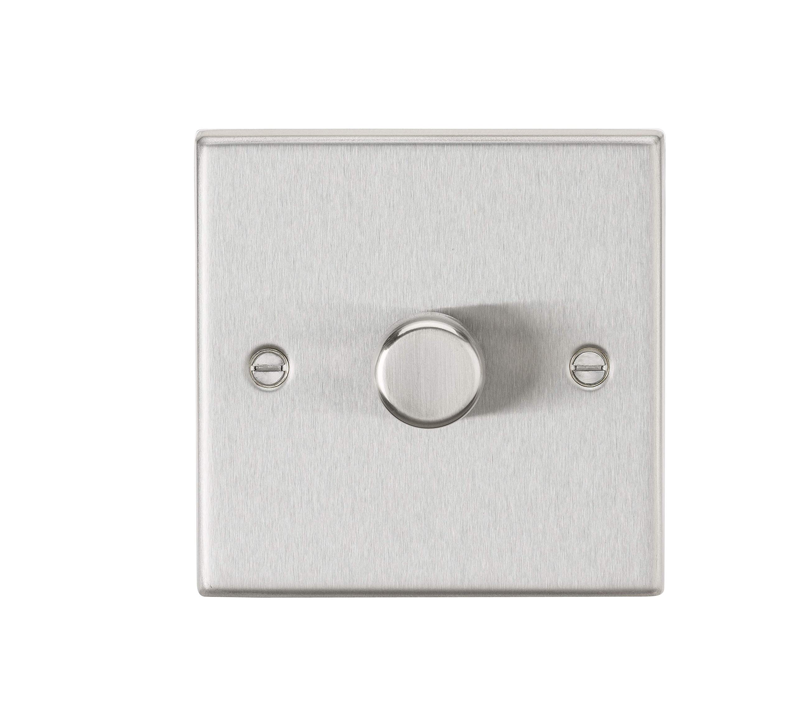 Knightsbridge CS2181BC 1G 2 way 10-200W (5-150W LED) trailing edge dimmer - Square Edge Brushed Chrome