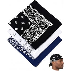 3 Cotton Bandana for Men & Women Paisley Pattern Handkerchief Headband Scarf