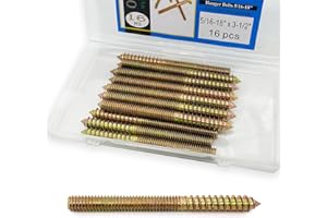 Yoliko 16 Pack 5/16-18 x 3-1/2 Inch Hanger Bolts 5/16-18" Double Headed Bolts 5/16 Wood Dowel Screw Self-Tapping Screw Hanger Bolts for Furniture Screws Double Screw Threaded Rods Bolt 88.9mm Length