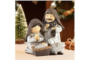 Magicsculp White Nativity Scene Set - Holy Family Figurine Catholic with Sheep, Religious Baby Jesus Ornaments for Tabletop & Shelf Decor, Premium