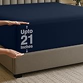 Utopia Bedding Full Deep Pocket Fitted Sheet – Extra Deep Pocket – Fits up to 21 Inch Mattress – Hotel Luxury – Soft, Breathable and Comfy – Shrinkage and Fade Resistant – Easy Care – (Navy)