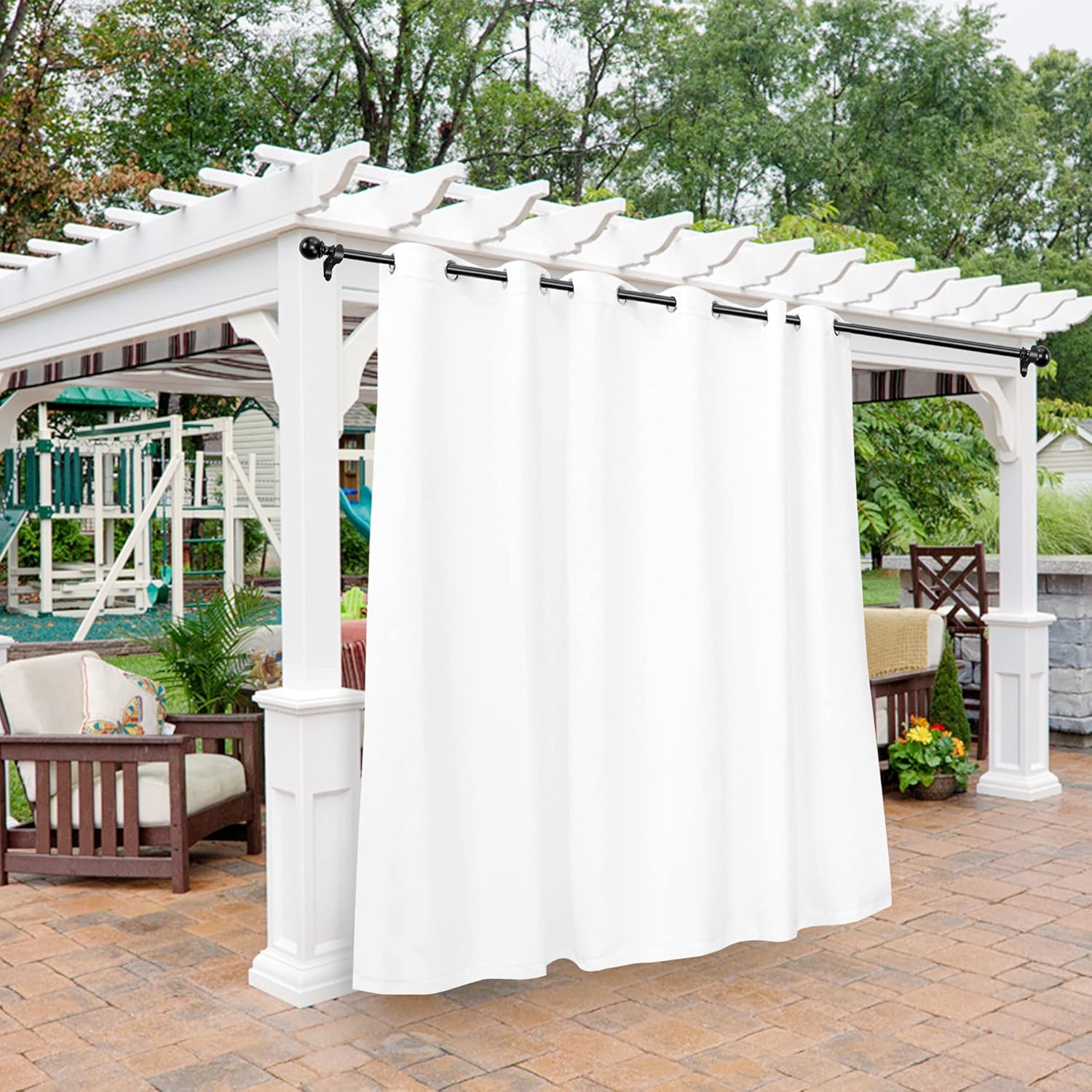 Outdoor Curtains - BONZER Outdoor Curtains for Patio Waterproof - Light Blocking Weather Resistant Privacy Grommet Outside Curtains for Gazebo, Porch, Pergola, Cabana, Deck, Sunroom, 1 Panel, 100W x 84L inch, White