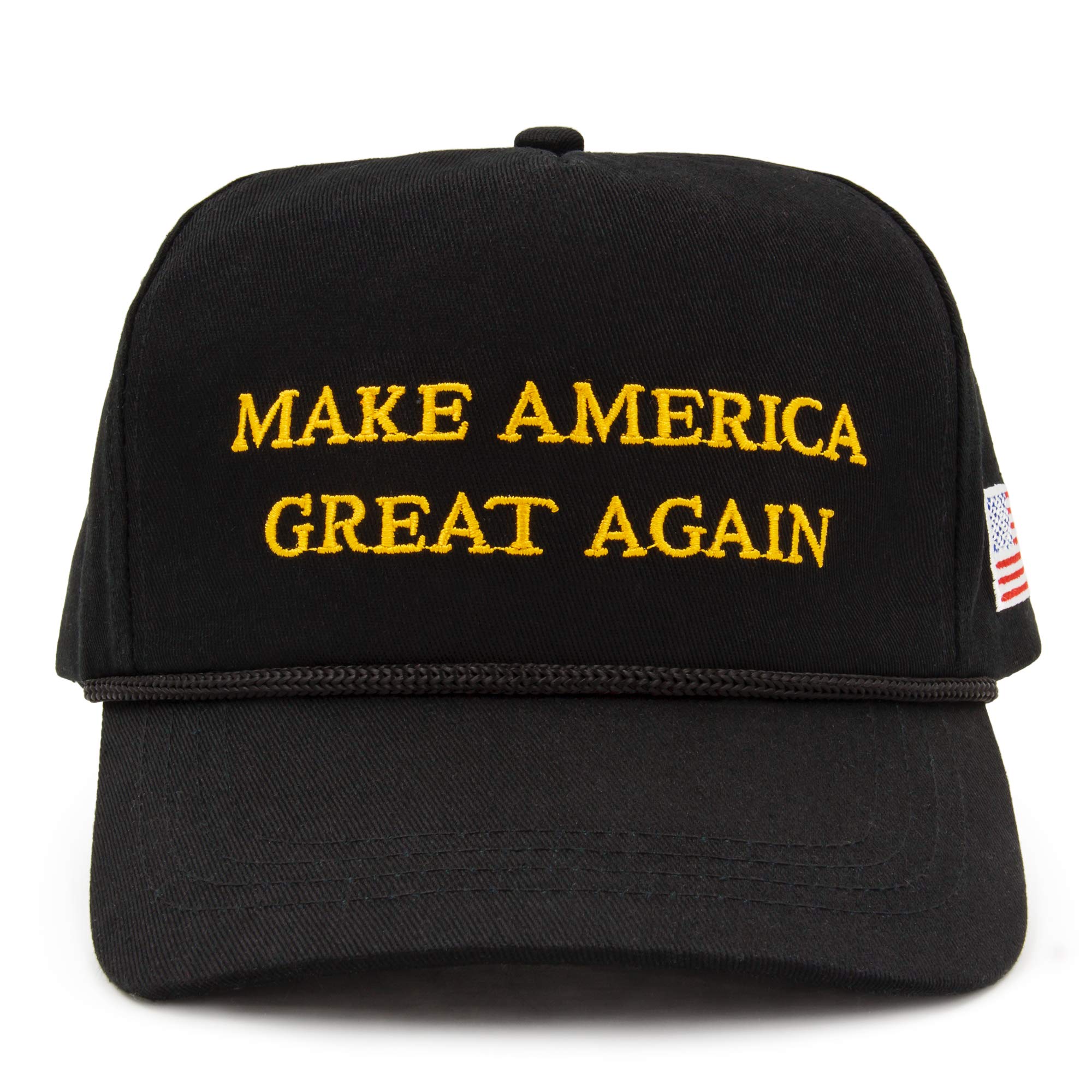 Milisente Make America Great Again Hat USA Flag Cotton Ajustable Baseball Cap (Black)