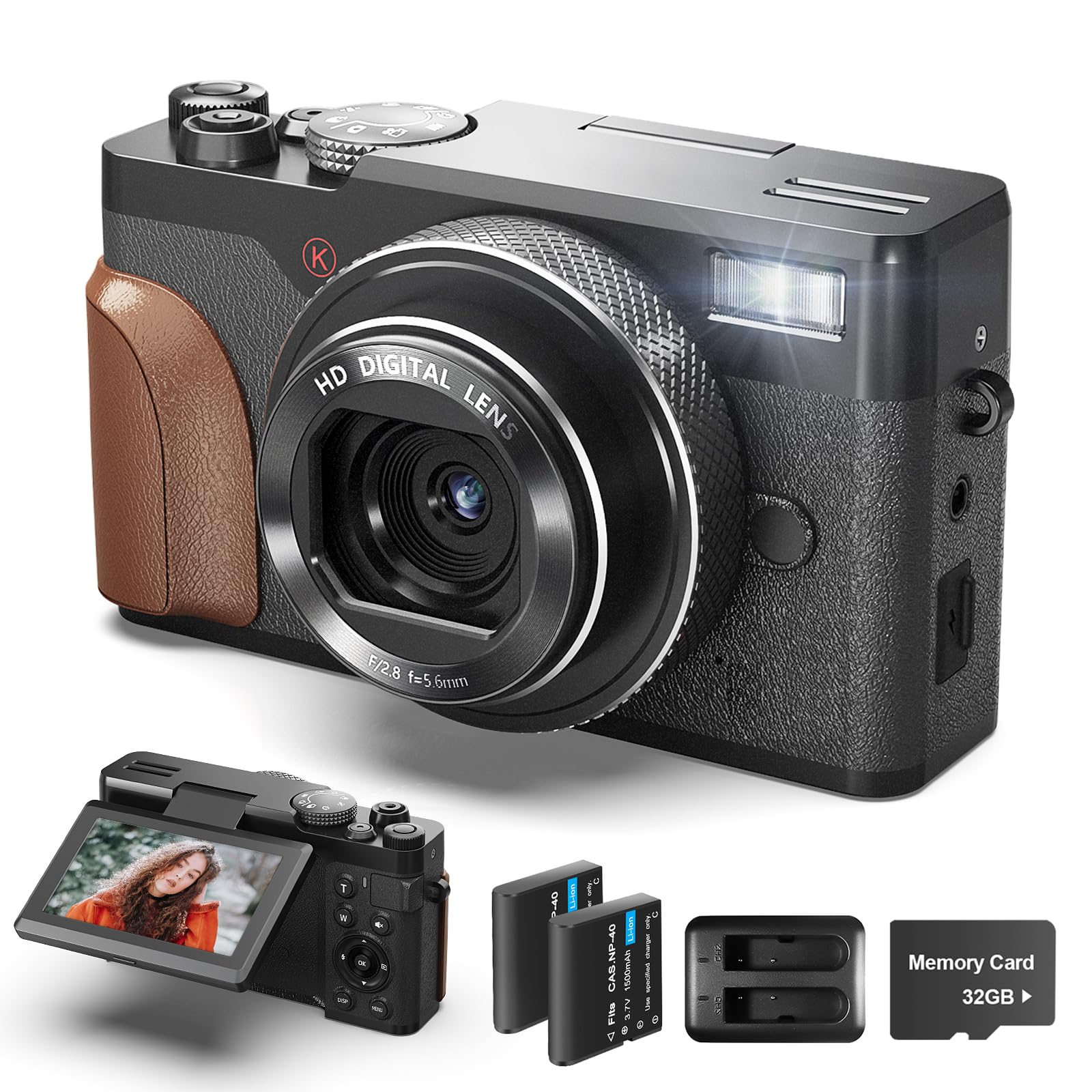 56MP Digital Cameras for Photography, 4K Autofocus Video Camera with
