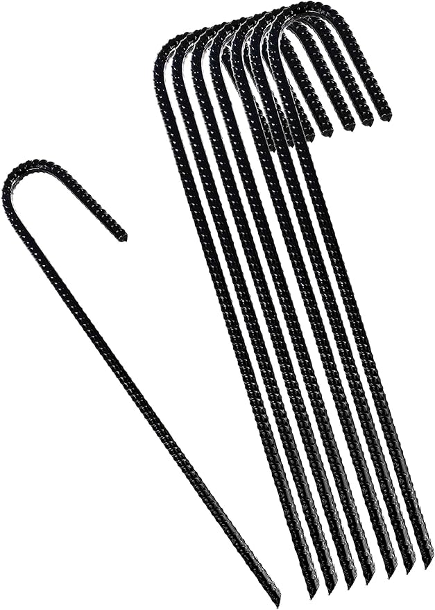 16" Ground Anchor Rebar Stakes Heavy Duty 8 Pcs J Hook