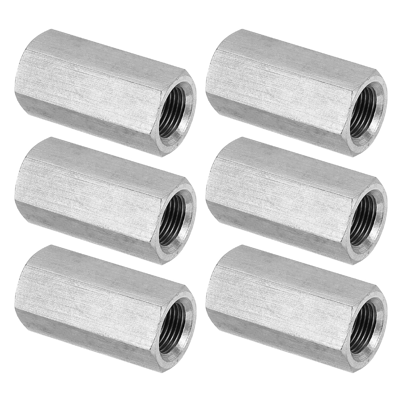 PATIKIL M12 x 1-Pitch 304 Stainless Steel Hex Coupling Nuts, 6Pcs 35mm/ 1.4" Length Fully Threaded Rod Coupling Nut Studding Connector Fasteners, Silver Tone — image 1
