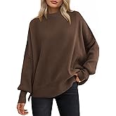 ANRABESS Women Oversized Sweaters Batwing Long Sleeve 2026 Fall Outfits Crewneck Casual Knit Side Slit Fashion Pullover Top