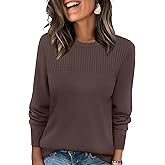 XIEERDUO Sweaters for Women Long Sleeve Shirts Round Neck Ribbed Knit Pullover Sweater Fashion Clothing