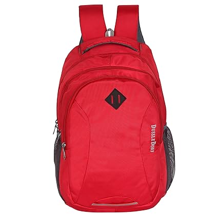 Dussledorf Classic Polyester 30 Liters Red Rain Cover with Laptop Backpack (CL-03)