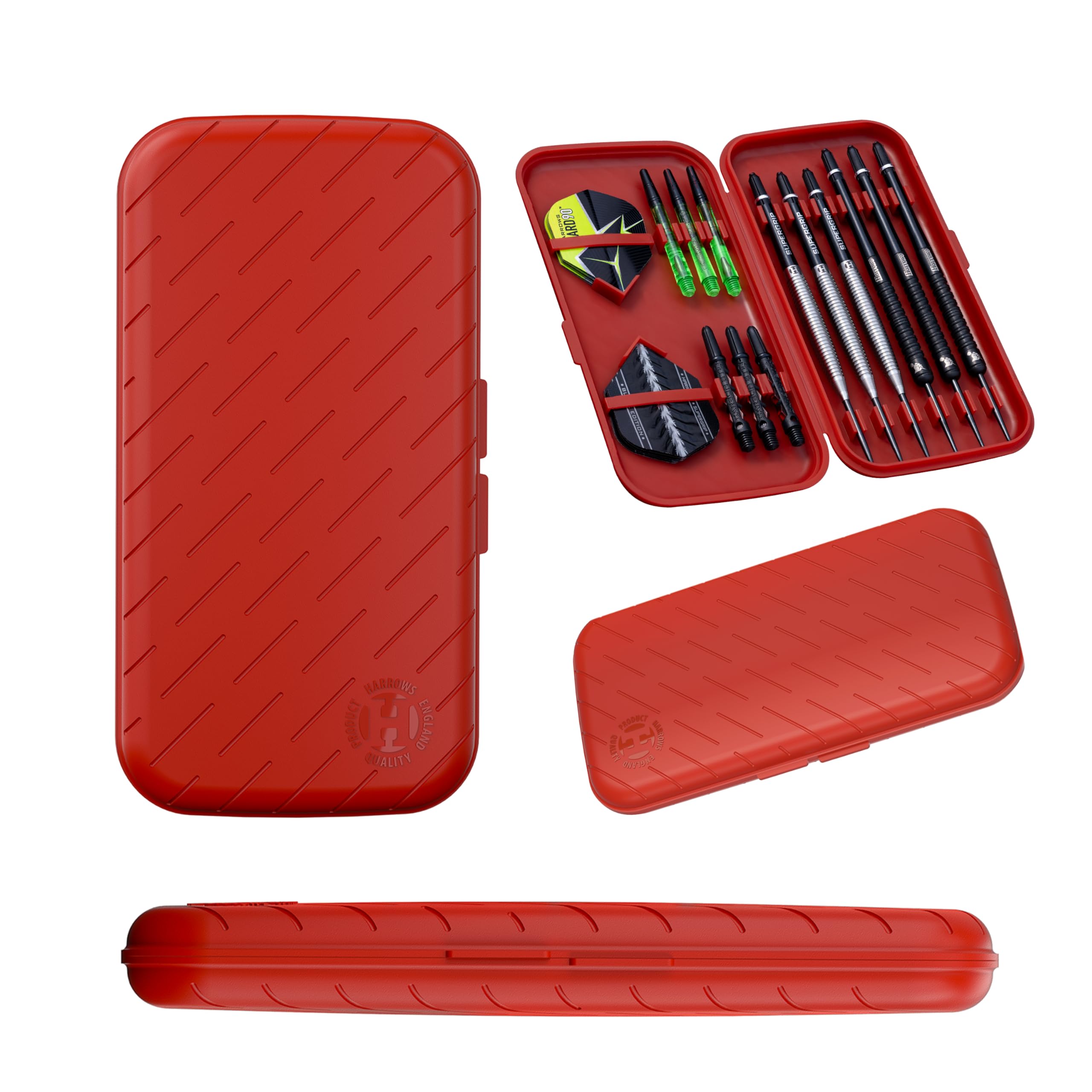 Harrows Slim Darts Case | The World's Smallest Lightest 6 Dart Case Darts Holder | Tough Hydrocarbon Construction I Holds 24pcs of Darts & Accessories (Red)