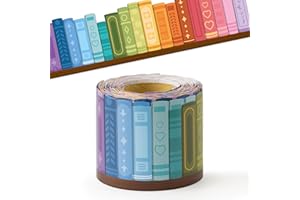 BeYumi Colorful Bookshelf Border Trim - 65ft Back to School Books Rolled Border Trim Bookshelf Bulletin Board Set Library Cla
