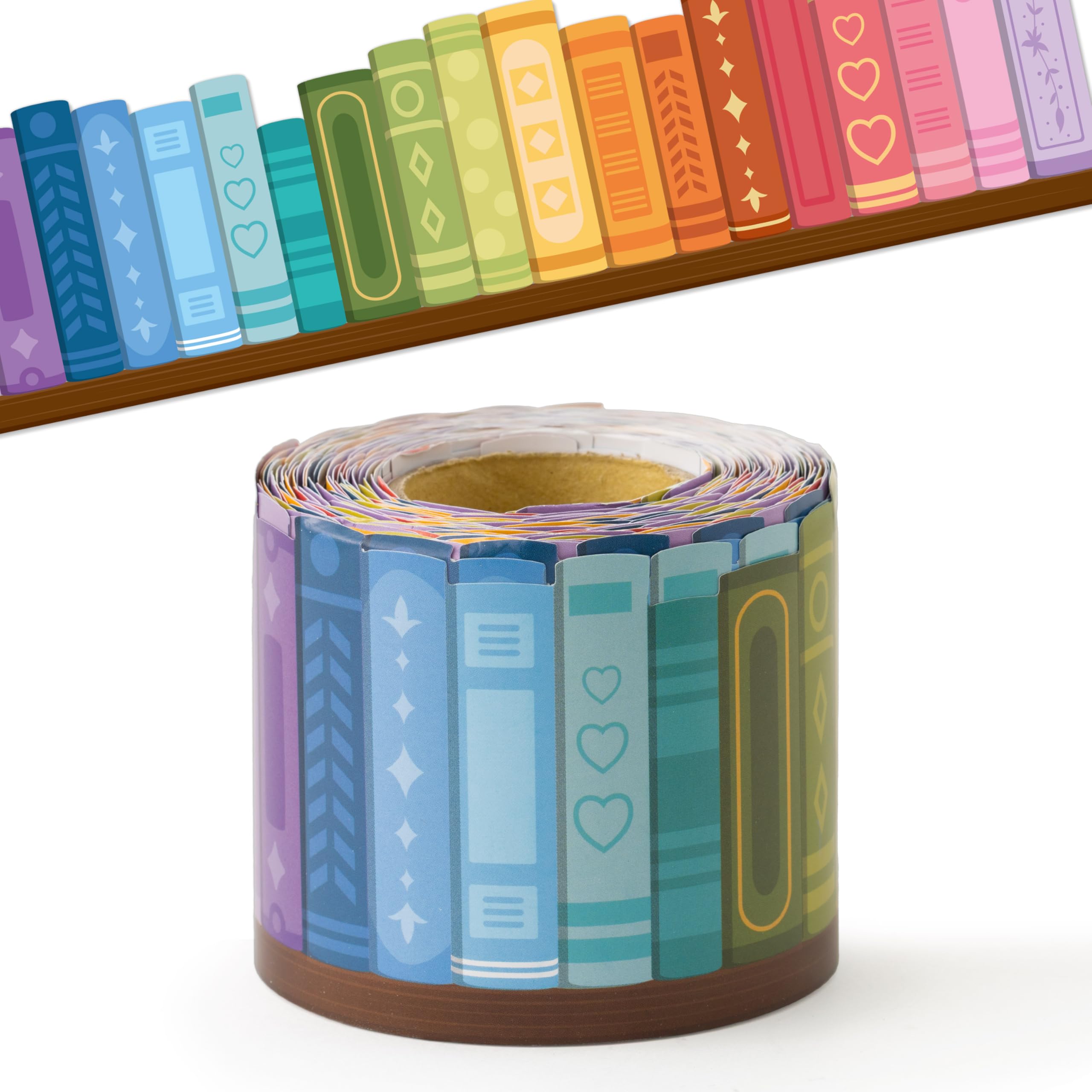 Photo 1 of BeYumi Colorful Bookshelf Border Trim - 65ft Back to School Books Rolled Border Trim Bookshelf Bulletin Board Set Library Classroom Office Chalkboard Kindergarten Elementary Home Wall Party Decoration